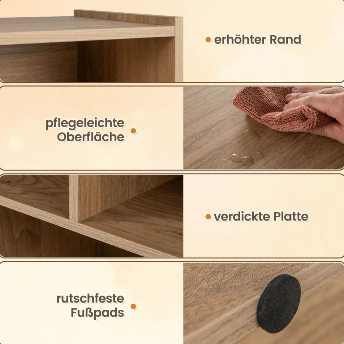 Bücherregal mit 8 Fächern Standregal mit 3 Ebenen Würfelregal 122 x 32 x 93 cm Natur