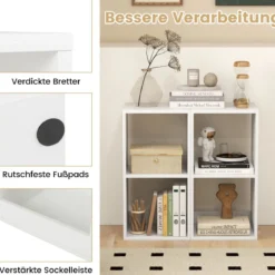 Bücherregal mit 2 Fächern Würfelregal Standregal offenes Regal Aufbewahrungsregal für Wohnzimmer Weiß