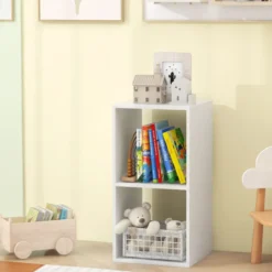 Bücherregal mit 2 Fächern Würfelregal Standregal offenes Regal Aufbewahrungsregal für Wohnzimmer Weiß