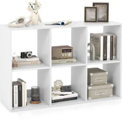 Bücherregal mit 6 Fächern Würfelregal Standregal offenes Regal Aufbewahrungsregal für Wohnzimmer Weiß