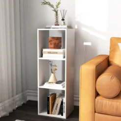 Bücherregal mit 3 Fächern Würfelregal Standregal offenes Regal Weiß 35,5 x 33 x 103 cm