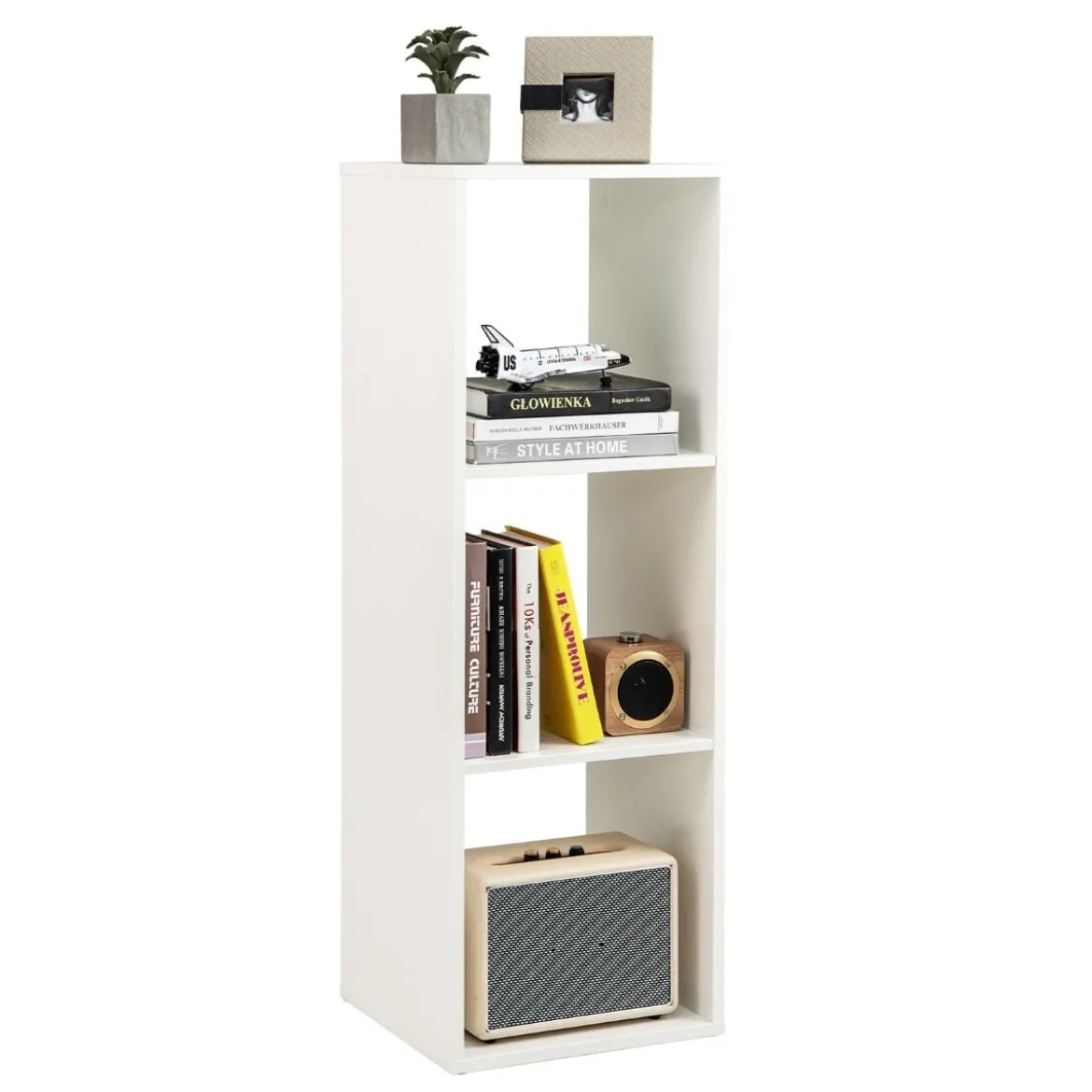 Bücherregal mit 3 Fächern Würfelregal Standregal offenes Regal Weiß 35,5 x 33 x 103 cm