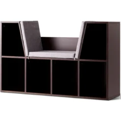 Bücherregal mit Kissen Raumteiler Bücherschrank 6 Fächer 103 x 30 x 63 cm Braun