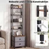 Bücherregal mit Metallrahmen 5 Regalen & 2 Stoffschubladen 40 x 30 x 144 cm Rustikalbraun