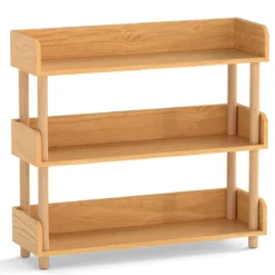 Bücherregal mit 3 Offene Ebene Holzrahmen & Oberkante Freistehendes Standregal Lagerregal