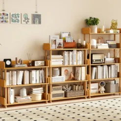 Bücherregal mit 5 Offene Ebene Holzrahmen & Oberkante Freistehendes Standregal Lagerregal
