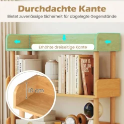 Bücherregal mit 4 Offene Ebene Holzrahmen & Oberkante Freistehendes Standregal Lagerregal