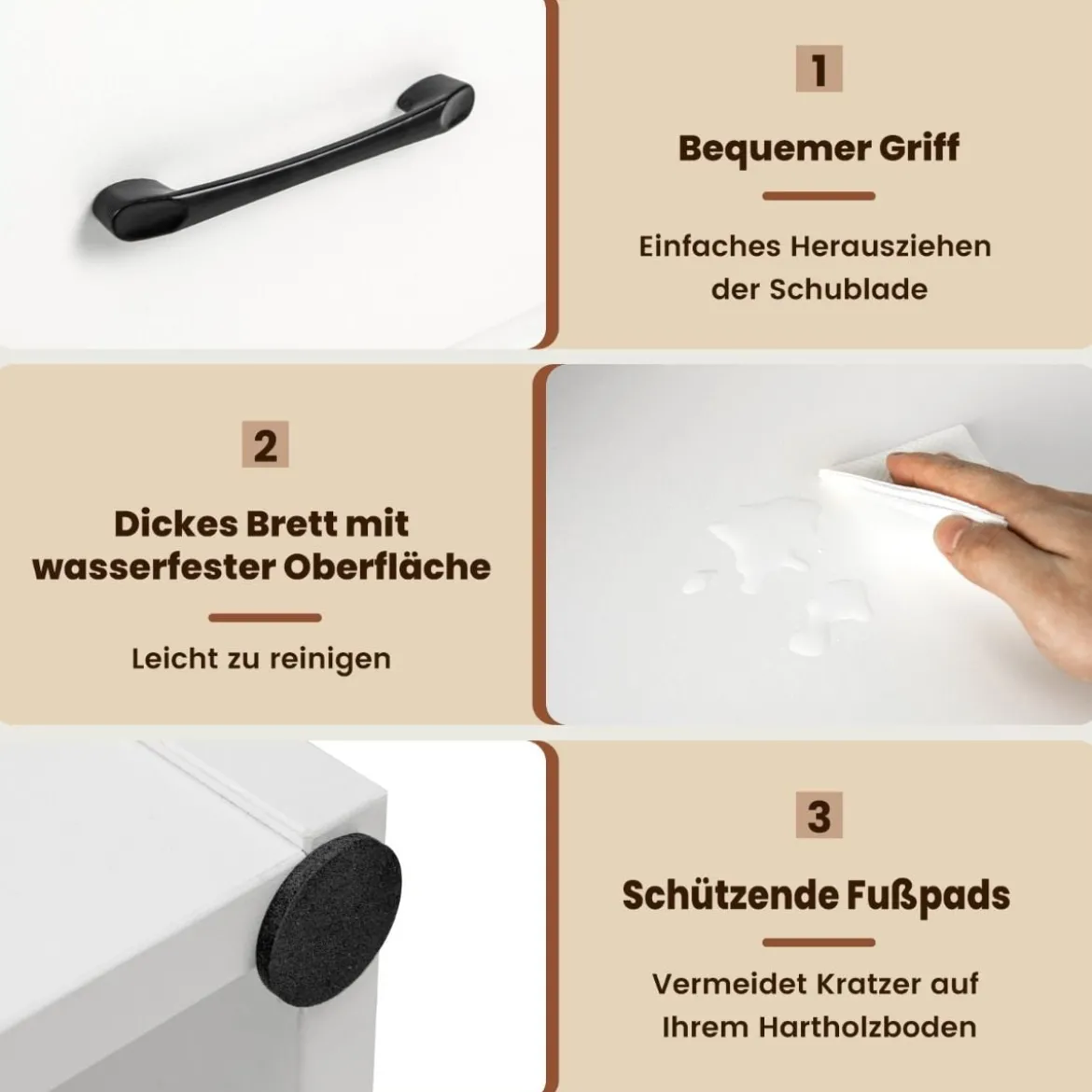 Bücherregal mit Schubladen 4 Ebenen Lagerregal aus Holz Standregal 120cm Weiß