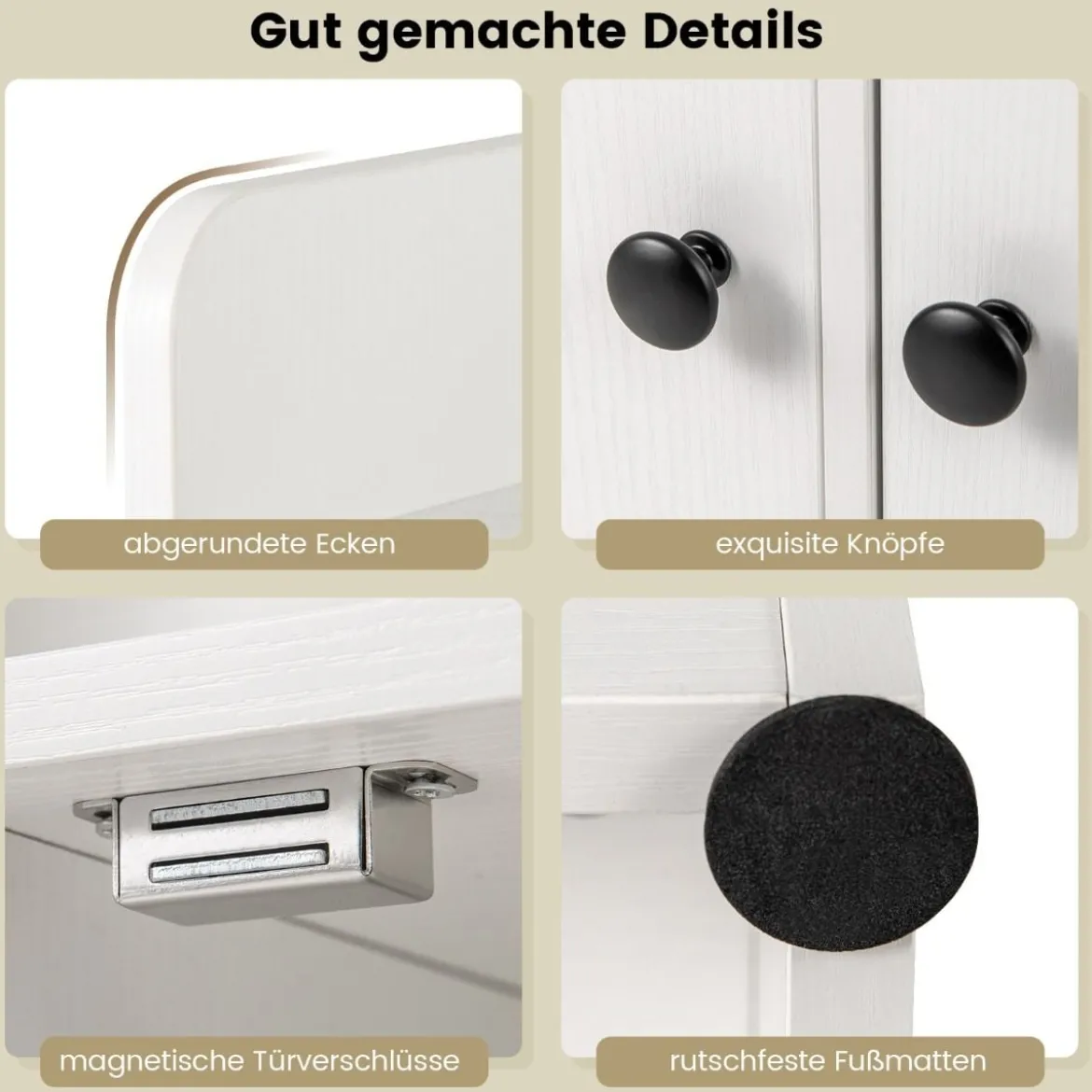 Bücherregal mit 2 Türen & 5 Fächern Bücherschrank Weiß aus Holz 60 x 29,5 x 120 cm