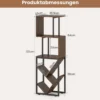 Bücherregal Standregal mit 3 offenen Ebenen & baumförmiges Regal platzsparendes Eckregal 39,5 x 25 x 122cm Rustikales Braun