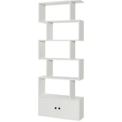 Bücherregal Standregal mit Türen 183 x 70 x 23 cm Raumteiler Regal mit 5 Ebene