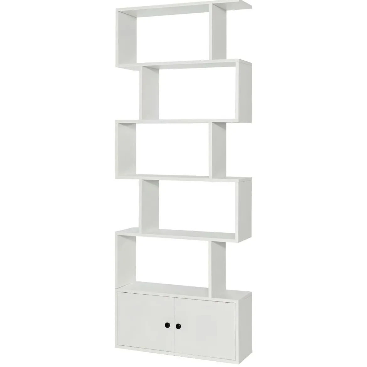 Bücherregal Standregal mit Türen 183 x 70 x 23 cm Raumteiler Regal mit 5 Ebene