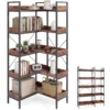 Bücherregal 5 Stöckiges L-Form Eckregal mit Erhöhten Seitenkanten 72 x 69 x 167 cm Braun