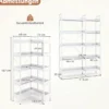 Bücherregal 5 Stöckiges L-Form Eckregal aus Holz mit Erhöhten Seitenkanten 72 x 69 x 167 cm Weiß