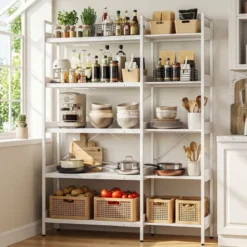 Bücherregal 5 Stöckiges L-Form Eckregal aus Holz mit Erhöhten Seitenkanten 72 x 69 x 167 cm Weiß