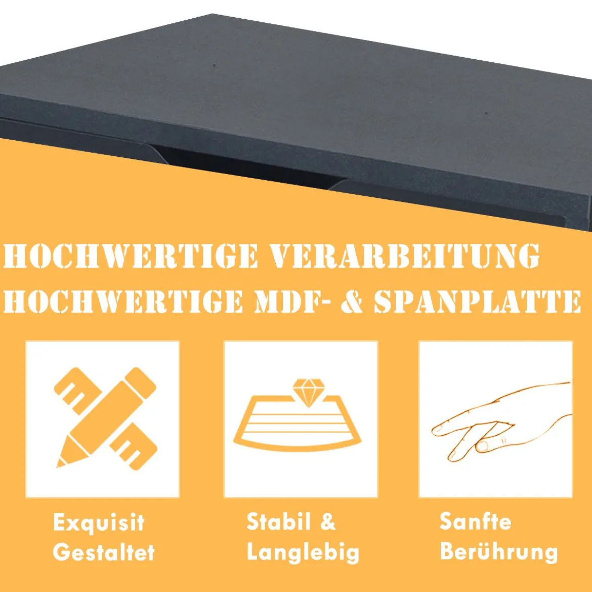 Bücherregal 4-Stöckiges Modernes Holzregal Leiterregal mit Schubladen Badezimmerregal Schwarz