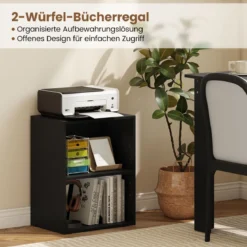 Bücherregal 2-stöckiges Regal offenes Aufbewahrungsregal aus Holz Schwarz 42 x 29,5 x 53,5 cm