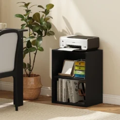 Bücherregal 2-stöckiges Regal offenes Aufbewahrungsregal aus Holz Schwarz 42 x 29,5 x 53,5 cm