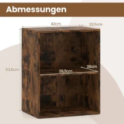 Bücherregal 2-stöckiges Regal offenes Aufbewahrungsregal aus Holz Rustikalbraun 42 x 29,5 x 53,5 cm