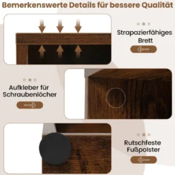 Bücherregal 2-stöckiges Regal offenes Aufbewahrungsregal aus Holz Rustikalbraun 42 x 29,5 x 53,5 cm