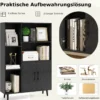 Bücherschrank mit Türen & Offenes Fächern Bücherregal Standregal Büroregal Sideboard Schwarz