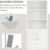 Bücherschrank mit Türen & 3 Offenen Regalen Bücherregal Hochschrank 74,5 x 35,5 x 181,5 cm Weiß