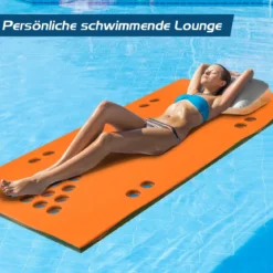 Beer Pong Schwimmender Teppich Wassermatte Schwimmmatte 176 x 90 x 3,5 cm Orange + Schwarz