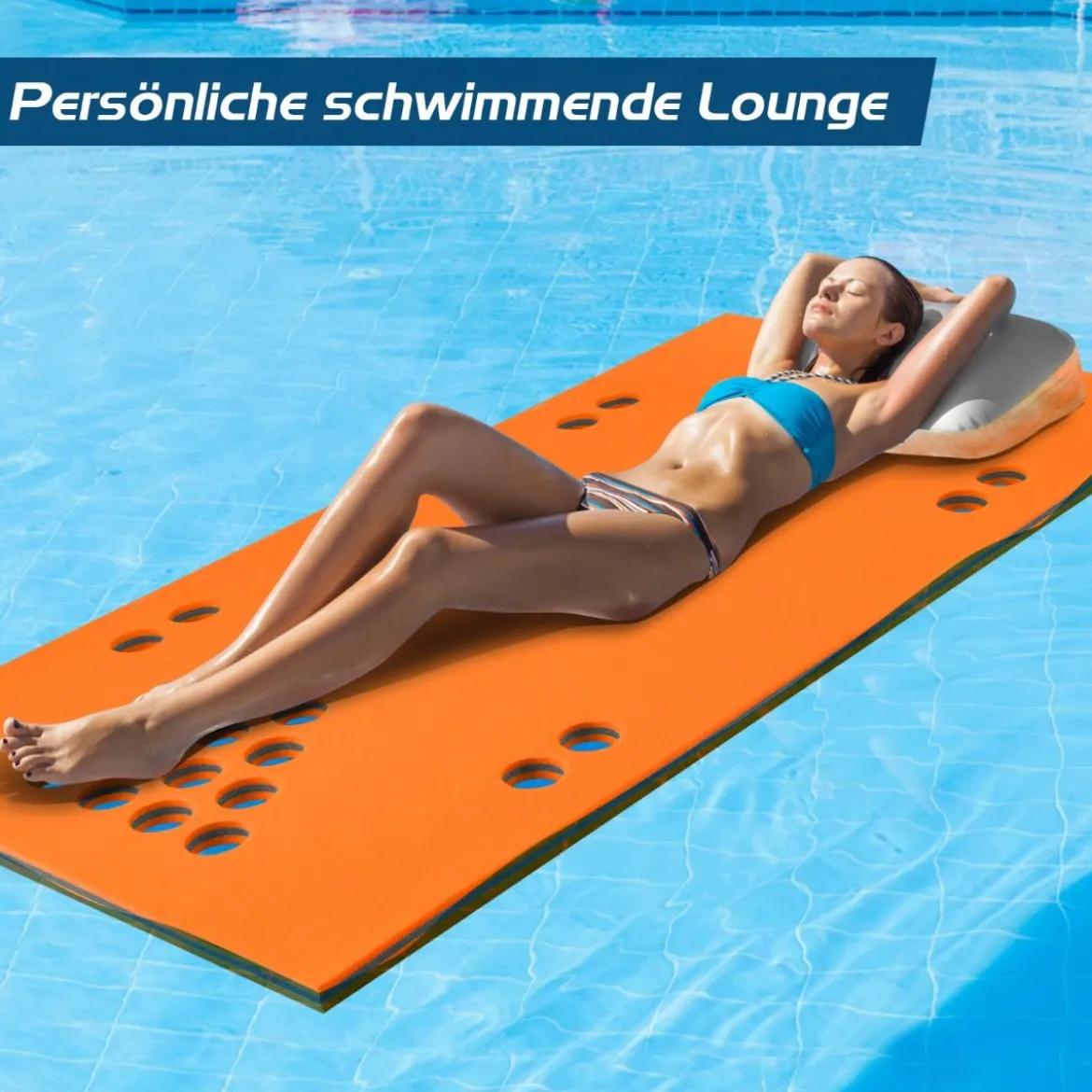 Beer Pong Schwimmender Teppich Wassermatte Schwimmmatte 176 x 90 x 3,5 cm Orange + Schwarz