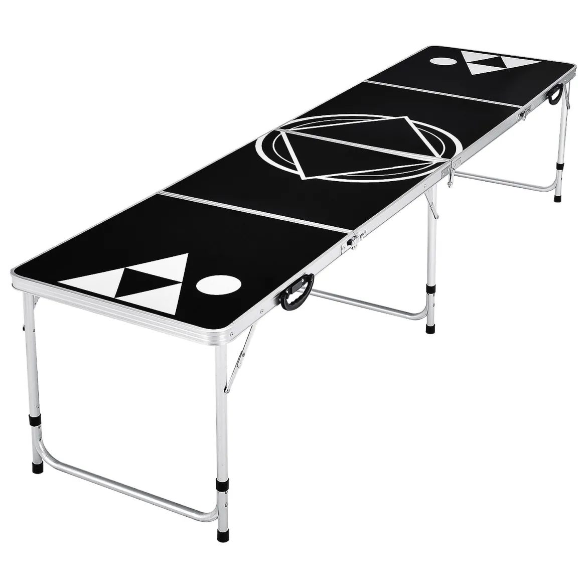 Beer Pong Tisch Partyspiele klappbar Bierpong Tisch Campingtisch Trinkspiele höheverstellbar Schwarz