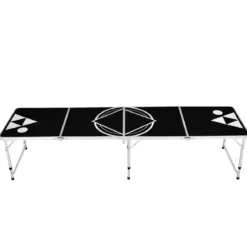 Beer Pong Tisch Partyspiele klappbar Bierpong Tisch Campingtisch Trinkspiele höheverstellbar Schwarz