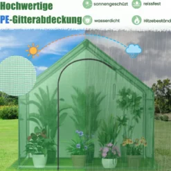 Begehbarer Gewächshaus mit PE-Abdeckung & Roll-Up Reißverschluss-Tür & Fenster Foliengewächshaus