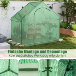 Begehbarer Gewächshaus mit PE-Abdeckung & Roll-Up Reißverschluss-Tür & Fenster Foliengewächshaus