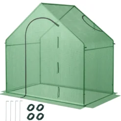 Begehbarer Gewächshaus mit PE-Abdeckung & Roll-Up Reißverschluss-Tür & Fenster Foliengewächshaus