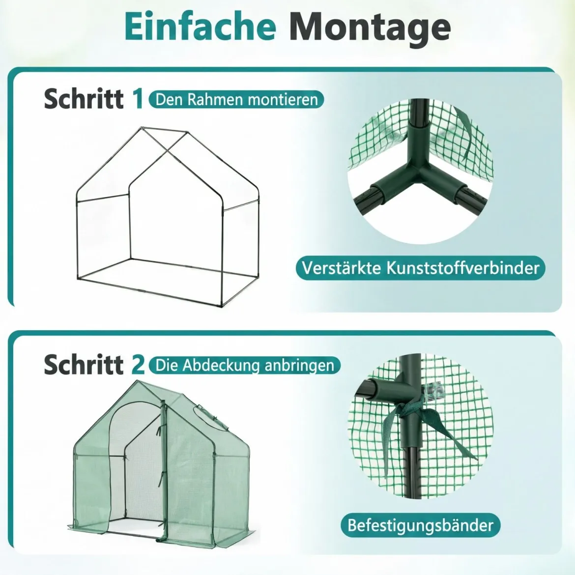Begehbares Gewächshaus Foliengewächshaus mit PE-Abdeckung & Metallrahmen Tomatengewächshaus mit Fenster