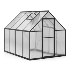 Begehbares Gewächshaus Gartenhaus mit PVC-Abdeckung & Aluminiumlegierungsrahmen Treibhaus 250 x 190 x 195 cm