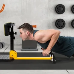 Beintrainer 8-in-1 Multifunktionaler Kniebeugentrainer Trainingsgerät für Liegestütze Bauchmuskel Gelb und Schwarz