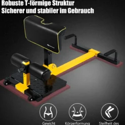 Beintrainer 8-in-1 Multifunktionaler Kniebeugentrainer Trainingsgerät für Liegestütze Bauchmuskel Gelb und Schwarz