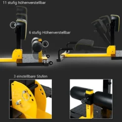 Beintrainer 8-in-1 Multifunktionaler Kniebeugentrainer Trainingsgerät für Liegestütze Bauchmuskel Gelb und Schwarz