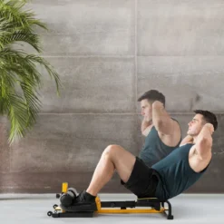 Beintrainer 8-in-1 Multifunktionaler Kniebeugentrainer Trainingsgerät für Liegestütze Bauchmuskel Gelb und Schwarz