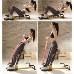 Beintrainer 8-in-1 Multifunktionaler Kniebeugentrainer Trainingsgerät für Liegestütze Bauchmuskel Gelb und Schwarz