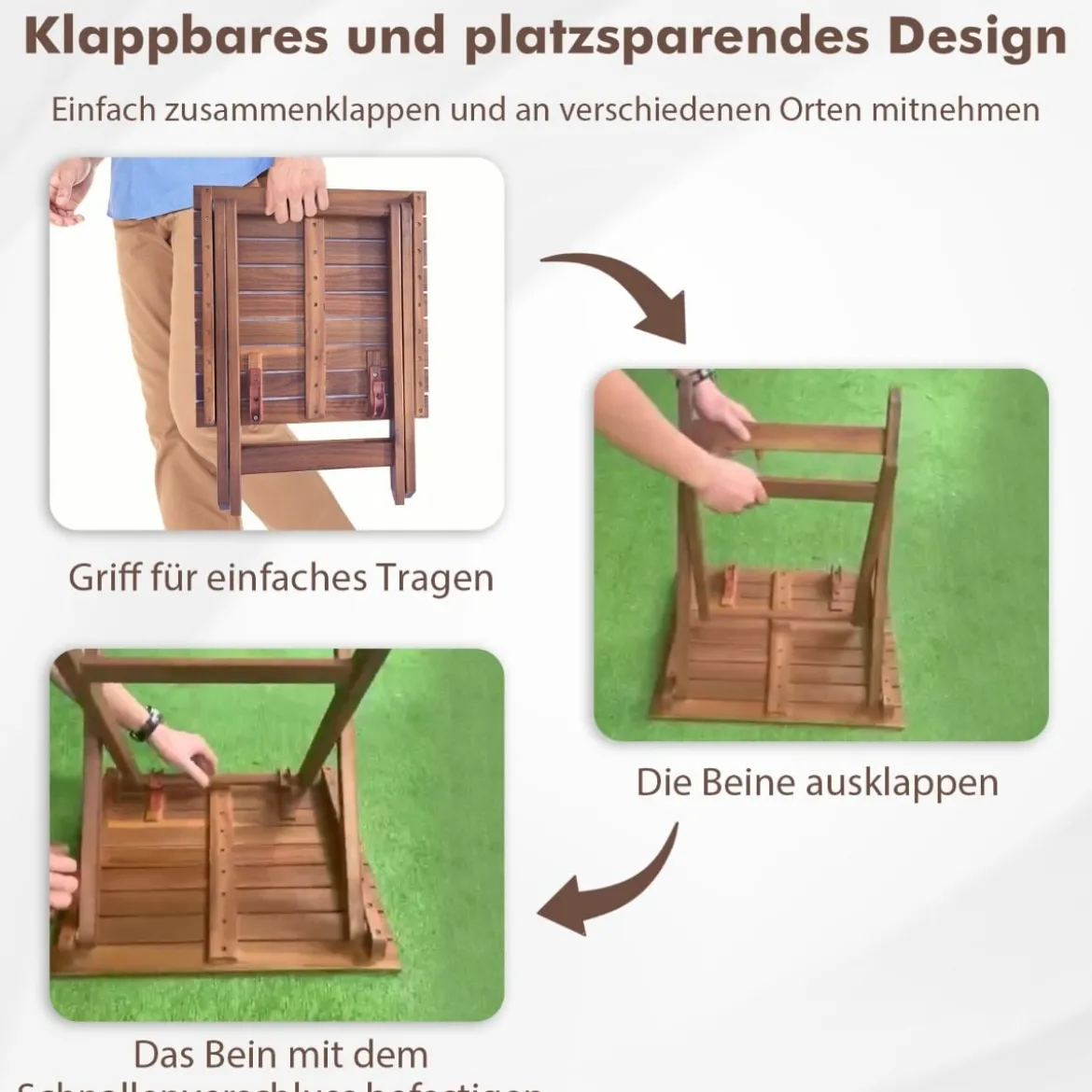 Beistelltisch Akazienholz Gartentisch klein Balkontisch X-Form 46 x 46 x 45 cm