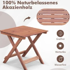 Beistelltisch Akazienholz Gartentisch klein Balkontisch X-Form 46 x 46 x 45 cm