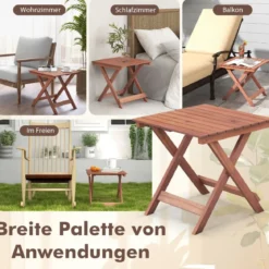 Beistelltisch Akazienholz Gartentisch klein Balkontisch X-Form 46 x 46 x 45 cm