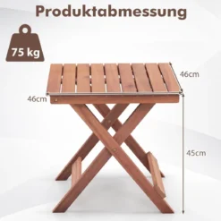 Beistelltisch Akazienholz Gartentisch klein Balkontisch X-Form 46 x 46 x 45 cm