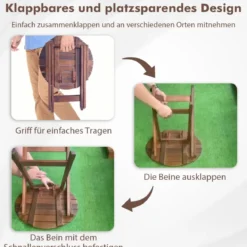 Beistelltisch Akazienholz Gartentisch klein Balkontisch Rund 46 x 46 x 45 cm