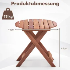 Beistelltisch Akazienholz Gartentisch klein Balkontisch Rund 46 x 46 x 45 cm