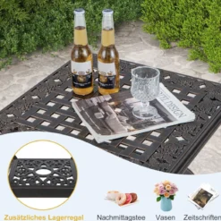 Beistelltisch aus Aluminiumguss wetterfester Balkontisch mit Ablagefläche 53 x 53 x 48 cm Kupfer