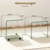 Beistelltisch aus Gehärtetem Glas mit Rollen C-Form Glastisch Nachttisch Sofatisch Kaffeetisch Transparent