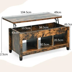 Beistelltisch aus Holz Couchtisch höhenverstellbar Sofatisch mit Stauraum 104,5 x 49 x 48-62,5 cm Kaffee