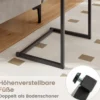 Beistelltisch Holz Metall Laptoptisch C-förmig Sofatisch 55 x 36 x 67 cm Schwarz + Braun